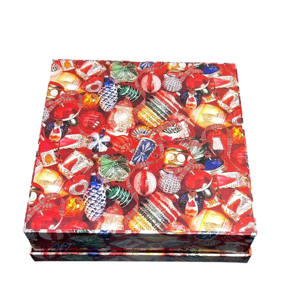 Vintage Decoupage Christmas Tree Ornaments Box Set Of 9 Large Ball Ornaments EUC - Picture 10 of 10